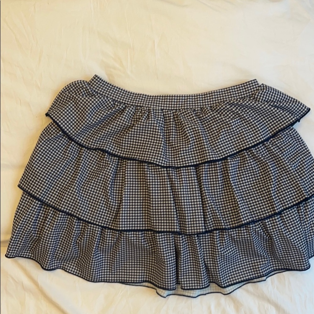 Zara Blue and White Gangnam Ruffle Tiered Skirt - Picture 2 of 6